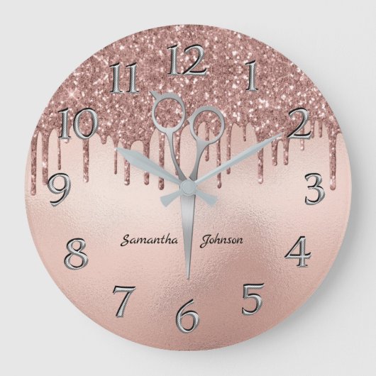 バラエレガント金ゴールドヘアースタイリストのシザー ラージ壁時計 (正面)