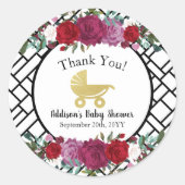 バラエレガント金ゴールドベビーキャリッジありがとう ラウンドシール (正面)