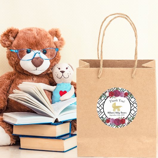 バラエレガント金ゴールドベビーキャリッジありがとう ラウンドシール