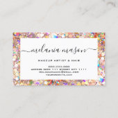 バラエレガント金ゴールドホログラフィックグリッターメイクアップヘア 名刺 (裏面)