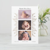 バラエレガント金ゴールドホワイト3写真誕生のお知らせ 案内状 (スタンド正面)