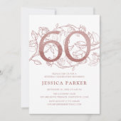 バラエレガント金ゴールドホワイト60誕生日 招待状 (正面)