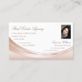 バラエレガント金ゴールドホワイト（写真とダイヤモンド付き） 名刺 (裏面)