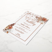 バラエレガント金ゴールドボホブライダルシャワーフォイルインビタティ 箔招待状 (回転した状態)