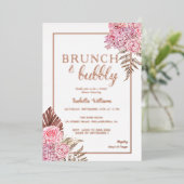 バラエレガント金ゴールドボホブライダルシャワー 箔招待状 (立ち正面)