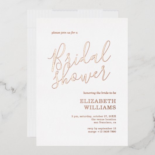 バラエレガント金ゴールドボホミニマルブライダルシャワー 箔招待状 (封筒)