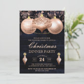 バラエレガント金ゴールドボーブルクリスマスディナーパーティー 招待状 (スタンド正面)