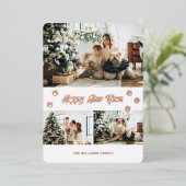 バラエレガント金ゴールドポーフォトハッピー新年 箔シーズンカード (立ち正面)