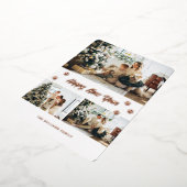 バラエレガント金ゴールドポーフォトハッピー新年 箔シーズンカード (回転した状態)