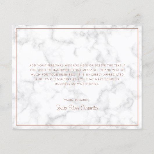 バラエレガント金ゴールドマーブルバジェットサンキューカード (裏面)