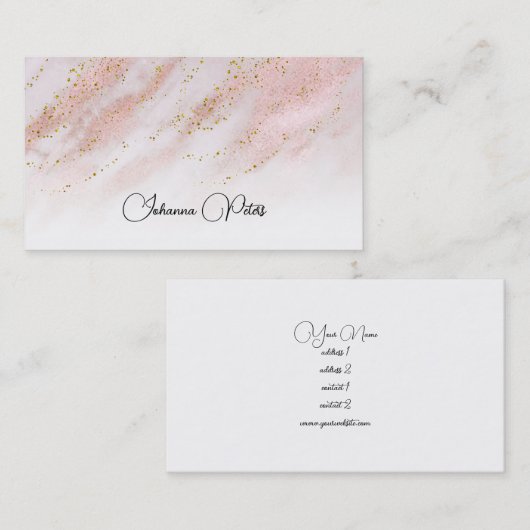 バラエレガント金ゴールドマーブルフェイクグリッタービジネスカー 名刺 (正面/裏面)