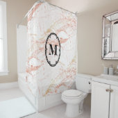 バラエレガント金ゴールドマーブルモノグラム シャワーカーテン (インサイチュ)