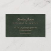 バラエレガント金ゴールドメタリックダークエメラルドグリーンシック 名刺 (裏面)