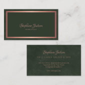 バラエレガント金ゴールドメタリックダークエメラルドグリーンシック 名刺 (正面/裏面)