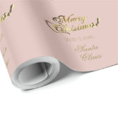 バラエレガント金ゴールドメリークリスマススクリプトピンク ラッピングペーパー (ロールコーナー)