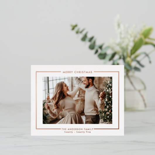 バラエレガント金ゴールドメリークリスマスパーソナライズされた 箔シーズンポストカード (立ち正面)