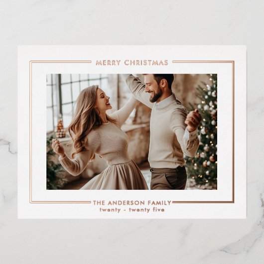 バラエレガント金ゴールドメリークリスマスパーソナライズされた 箔シーズンポストカード (正面)