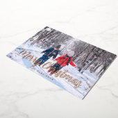 バラエレガント金ゴールドメリークリスマスホリデーカード 箔シーズンカード (回転した状態)