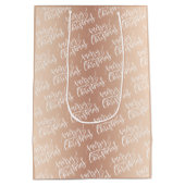 バラエレガント金ゴールドメリークリスマス書名 ミディアムペーパーバッグ (裏面)