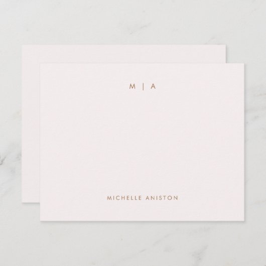 バラエレガント金ゴールドモダンモノグラムクラシックカスタム ノートカード (正面/裏面)