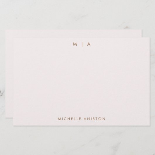 バラエレガント金ゴールドモダンモノグラムクラシックカスタム 便箋 (正面/裏面)