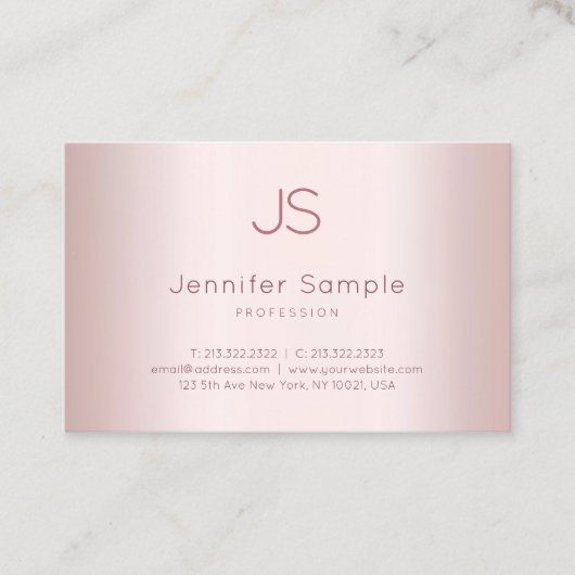 バラエレガント金ゴールドモダンモノグラムクリーンテンプレート 名刺 (正面)