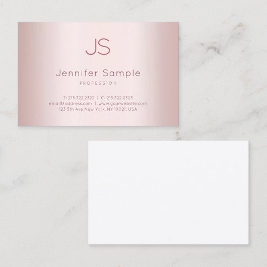 バラエレガント金ゴールドモダンモノグラムクリーンテンプレート 名刺 (正面/裏面)