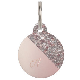 バラエレガント金ゴールドモノグラムラウンドペットタグ ペット　ネームタグ