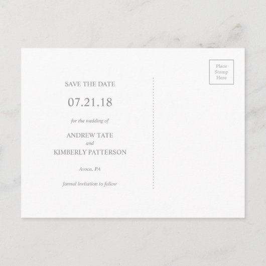 バラエレガント金ゴールドモノグラム日付ポストカードを保存 案内ポストカード (裏面)