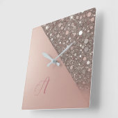 バラエレガント金ゴールドモノグラム スクエア壁時計 (傾斜)