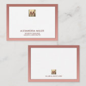 バラエレガント金ゴールドモノグラム ノートカード (正面/裏面)