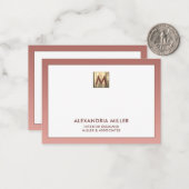 バラエレガント金ゴールドモノグラム ノートカード (正面/裏面インサイチュ)