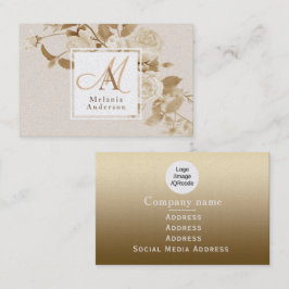 バラエレガント金ゴールドモノグラム 名刺