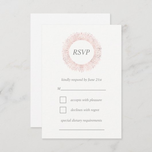 バラエレガント金ゴールドモノグラムRSVPカード 出欠カード (正面/裏面)