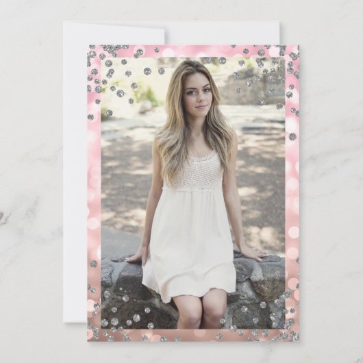 バラエレガント金ゴールドライトシルバーフォトスウィート16 招待状 (裏面)