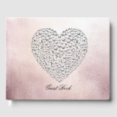 バラエレガント金ゴールドラインストーンハートゲストブック ゲストブック (正面)