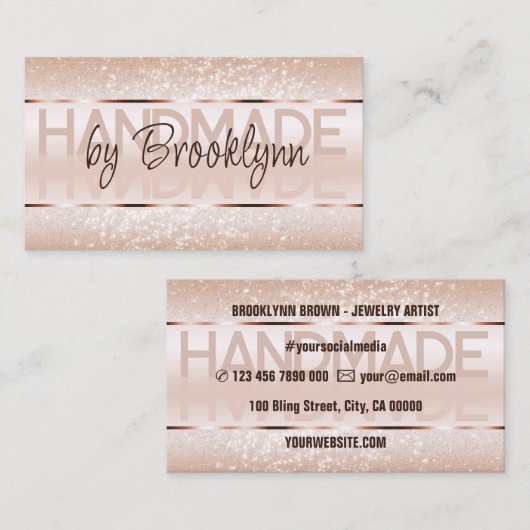 バラエレガント金ゴールドラグジュアリースパークルグリッターグラム 名刺 (正面/裏面)