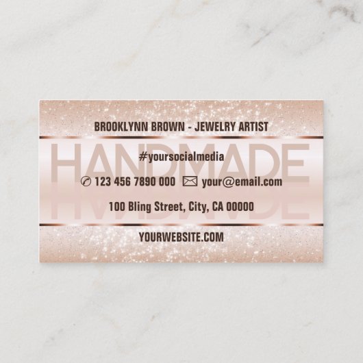 バラエレガント金ゴールドラグジュアリースパークルグリッターグラム 名刺 (裏面)