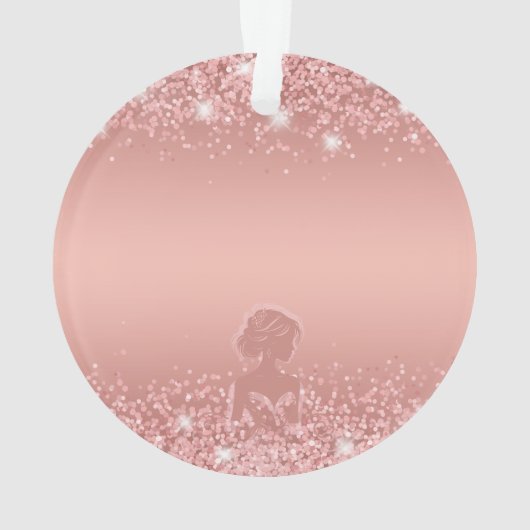 バラエレガント金ゴールドリュックスきらめくブライダルシャワー オーナメント (裏面)