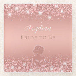 バラエレガント金ゴールドリュックスきらめくブライダルシャワー ガラスコースター