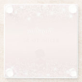 バラエレガント金ゴールドリュックスきらめくブライダルシャワー ガラスコースター (裏面)