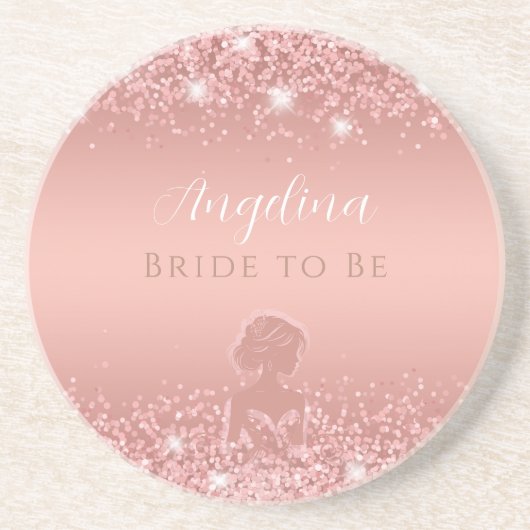 バラエレガント金ゴールドリュックスきらめくブライダルシャワー コースター (正面)