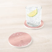 バラエレガント金ゴールドリュックスきらめくブライダルシャワー コースター (側面)