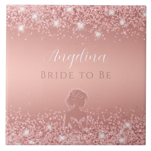 バラエレガント金ゴールドリュックスきらめくブライダルシャワー タイル (正面)