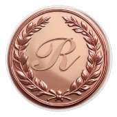 バラエレガント金ゴールドリースファミリーモノグラム セラミックノブ (正面)