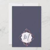 バラエレガント金ゴールドリービーつる植物ネイビーブルー結婚ズ 招待状 (裏面)