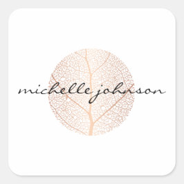 バラエレガント金ゴールドリーフのロゴ（白） スクエアシール