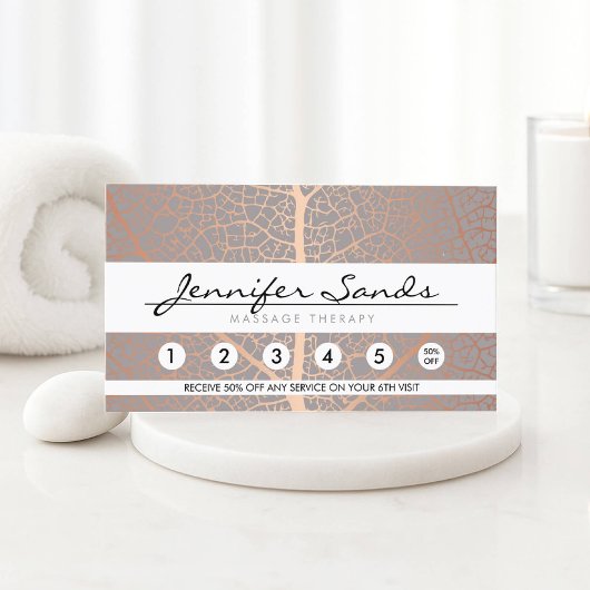 バラエレガント金ゴールドリーフツリーパターンロイヤリティカード 名刺