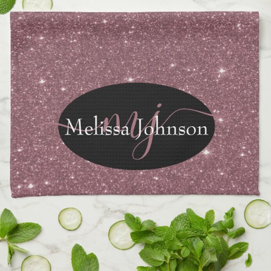 バラエレガント金ゴールドレタリングへのブラックキッチン キッチンタオル (折り畳み)