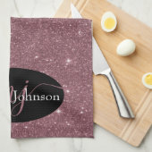 バラエレガント金ゴールドレタリングへのブラックキッチン キッチンタオル (四つ折り)